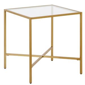 Henn&Hart 20&quot Brass Finish Metal/Glass Side Table