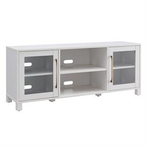 Henn&Hart 58&quot Engineered Wood and Glass TV Stand in White
