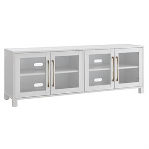 Henn&Hart 68&quot Engineered Wood and Glass TV Stand in White