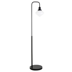 Henn&Hart 12&quot Blackened Bronze Metal/Glass Floor Lamp