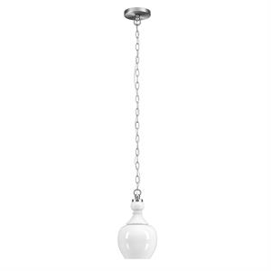 Henn&Hart 7&quot Brushed Nickel Finish Metal/Glass Pendant