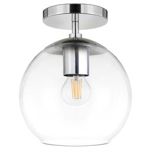 Henn&Hart 9&quot Polished Nickel Finish Metal/Glass Semi Flush Mount