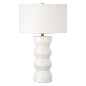 Henn&Hart 15&quot Matte White Ceramic/Fabric Table Lamp