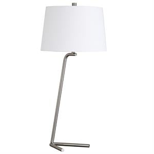 Henn&Hart 13&quot Brushed Nickel Finish Metal/Fabric Table Lamp