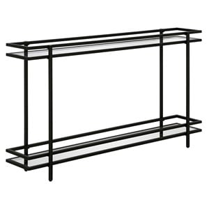 Henn&Hart 52&quot Blackened Bronze Metal/Glass Console Table