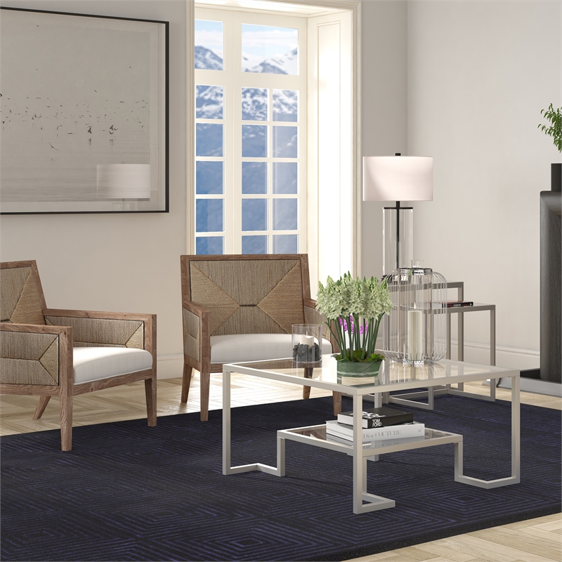 Henn&Hart Satin Nickel Square Coffee Table