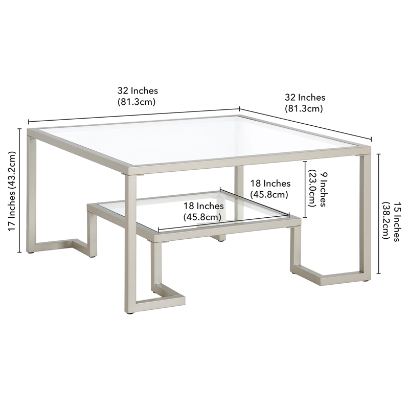 Henn&Hart Satin Nickel Square Coffee Table