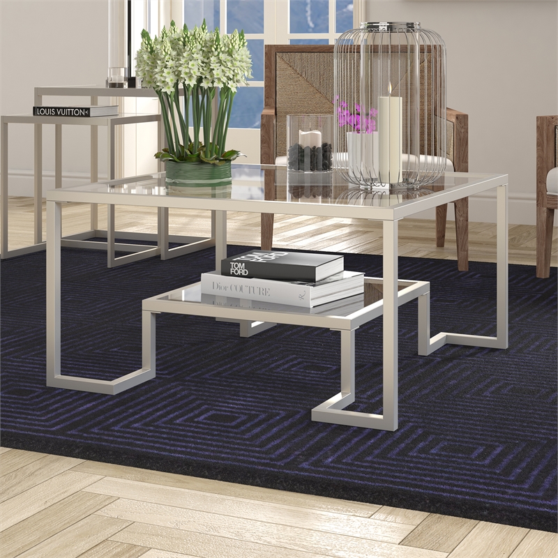Henn&Hart Satin Nickel Square Coffee Table