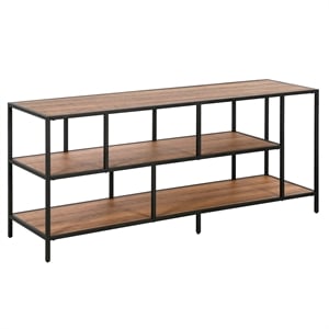 Henn&Hart 55&quot Blackened Bronze/Rustic Oak Metal TV Stand