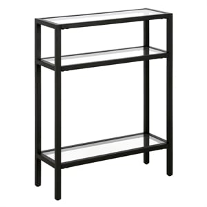 Henn&Hart 22&quot Blackened Bronze Metal/Glass Console Table