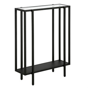 Henn&Hart 22&quot Blackened Bronze Metal/Glass Console Table