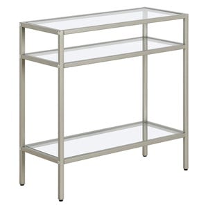 Henn&Hart 24&quot Satin Nickel Metal/Glass Side Table