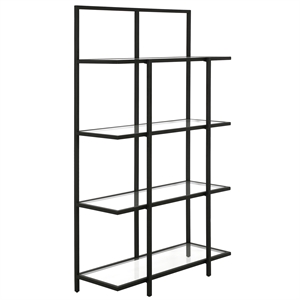 Henn&Hart 36&quot Blackened Bronze Metal/Glass Bookcase