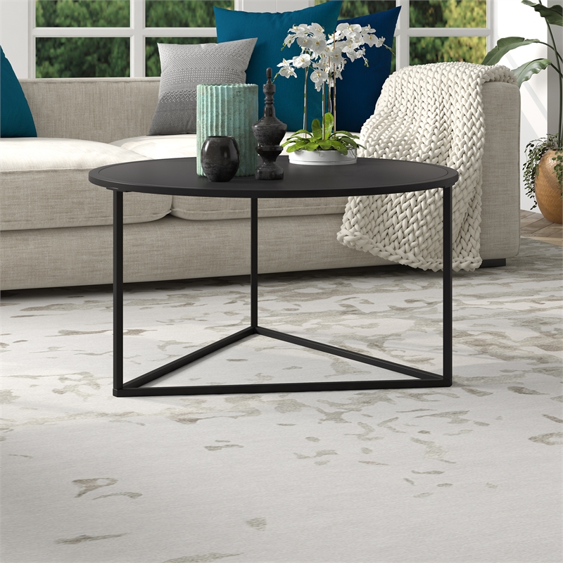 Henn&Hart Black Bronze Round Coffee Table with Metal Top