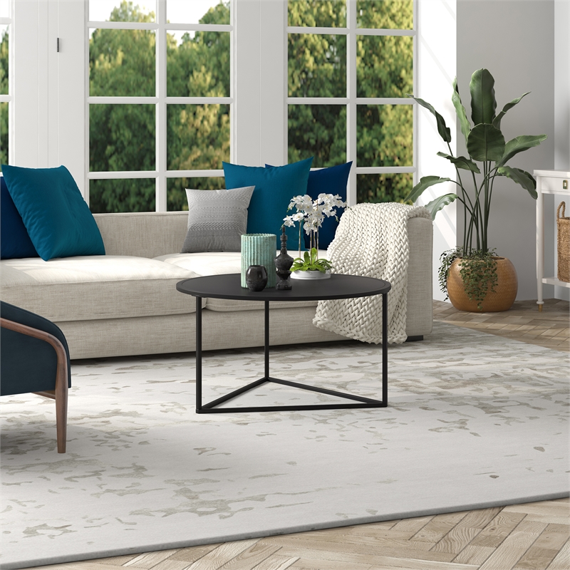Henn&Hart Black Bronze Round Coffee Table with Metal Top