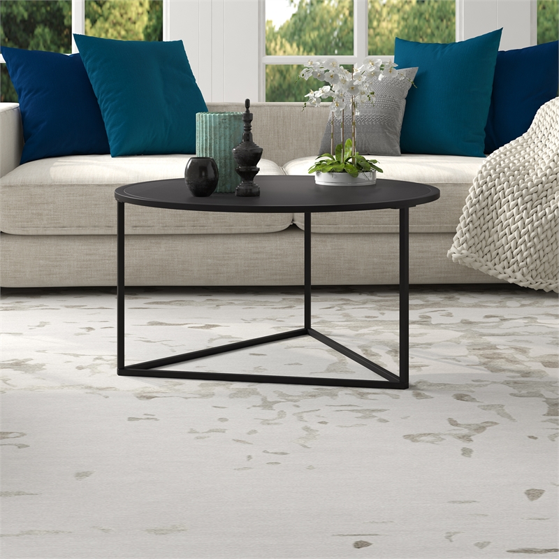 Henn&Hart Black Bronze Round Coffee Table with Metal Top