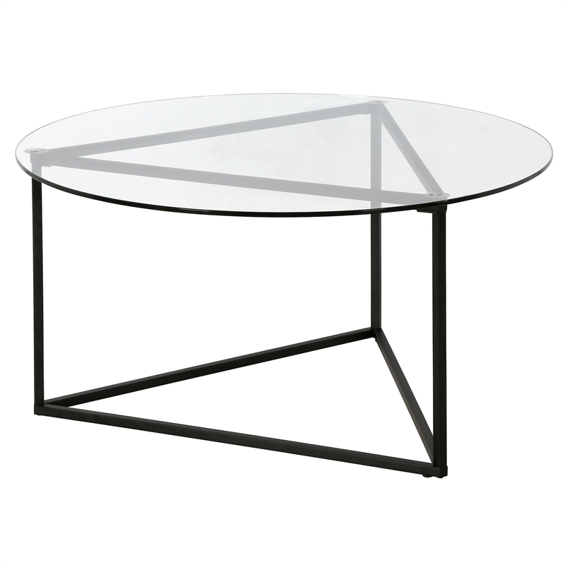 Henn&Hart Black Bronze Round Coffee Table with Glass Top