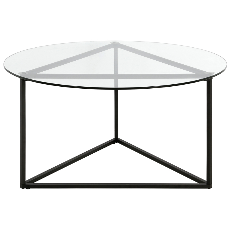 Henn&Hart Black Bronze Round Coffee Table with Glass Top