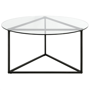 Henn&Hart Black Bronze Round Coffee Table with Glass Top