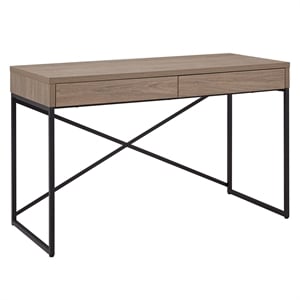Henn&Hart 47&quot Antiqued Gray Oak Metal Home Office