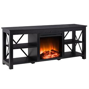 Henn&Hart 58&quot Black/Metal TV Stand