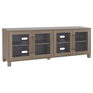 Henn&Hart 68&quot Gray Wash/Glass TV Stand