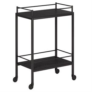 Henn&Hart 23&quot Black Grain Metal Bar Cart