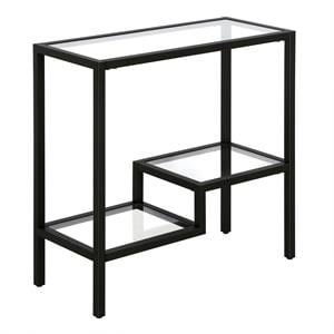 Henn&Hart 24&quot Blackened Bronze Metal/Glass Side Table