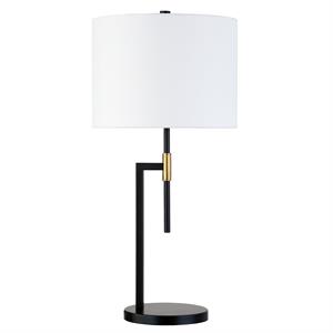 Henn&Hart 12&quot Matte Black/Brass Metal/Fabric Table Lamp