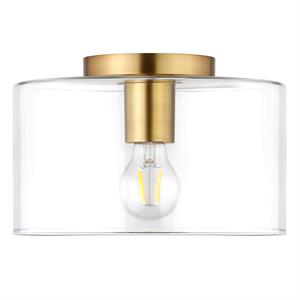 Henn&Hart 10&quot Brass Finish Metal/Glass Semi Flush Mount