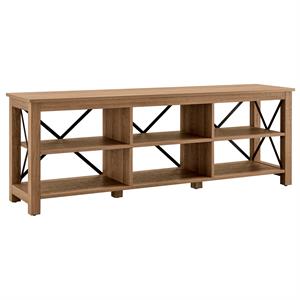 Henn&Hart 68&quot Golden Brown/Metal TV Stand