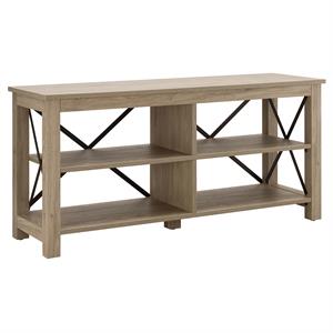 Henn&Hart 50&quot Antiqued Gray Oak/Metal TV Stand