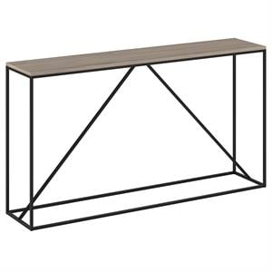 Henn&Hart 55&quot Blackened Bronze/Antiqued Gray Oak Metal Console Table