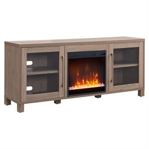 Henn&Hart 58&quot Antiqued Gray Oak/Glass TV Stand
