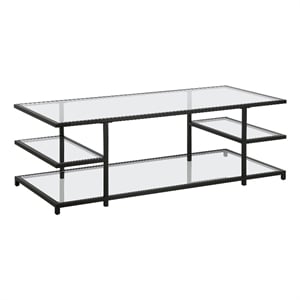 Henn&Hart 54&quot Blackened Bronze Metal/Glass Coffee Table