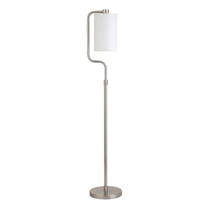 Henn&Hart 11&quot Brushed Nickel Finish Metal/Fabric Floor Lamp