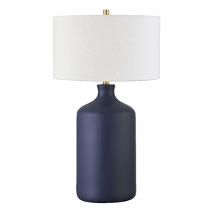 Henn&Hart 16&quot Matte Navy Ceramic/Fabric Table Lamp