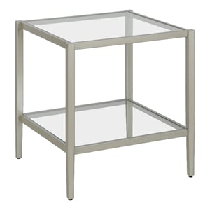 Henn&Hart 20&quot Satin Nickel Square Side Table