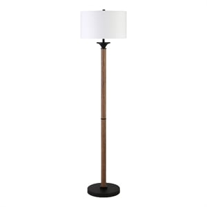 Henn&Hart 66&quot Rustic Oak/Blackened Bronze Floor Lamp