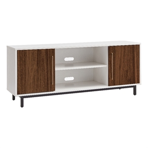 Henn&Hart 58&quot White/Walnut TV Stand