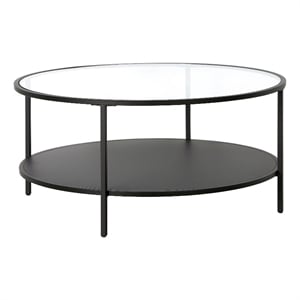 Henn&Hart 36&quot Blackened Bronze Metal/Glass Coffee Table