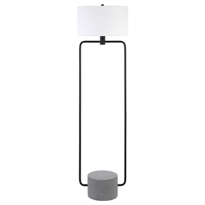 Henn&Hart 17&quot Blackened Bronze/Concrete Metal/Concrete/Fabric Floor Lamp