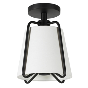 Henn&Hart 9.5&quot Blackened Bronze Metal/Fabric Semi Flush Mount