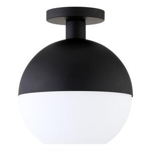 Henn&Hart 9.75&quot Blackened Bronze Metal/Glass Semi Flush Mount