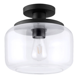 Henn&Hart 11&quot Blackened Bronze Metal/Glass Semi Flush Mount