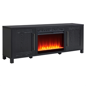 Henn&Hart 68&quot Black Grain Fireplace Insert TV Stand