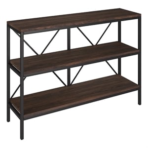 Henn&Hart 42&quot Blackened Bronze/Alder Brown Metal/MDF Console Table