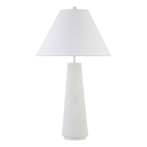 Henn&Hart 16&quot Matte White Ceramic/Fabric Table Lamp