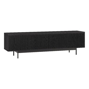 Henn&Hart 70&quot Engineered Wood/PVC/Metal TV Stand in Black Grain