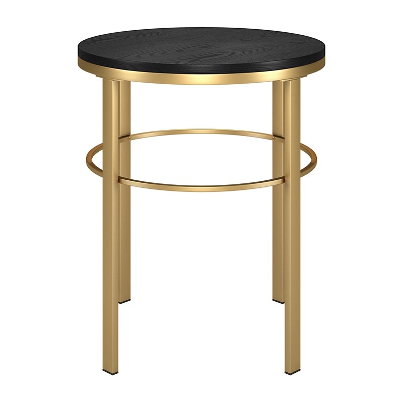 Henn&Hart Geometric Modern Metal & MDF Side Table in Brass and Black Grain